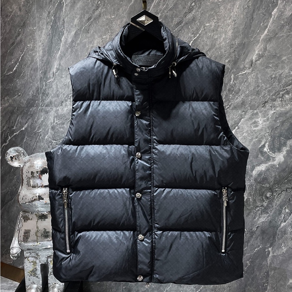 Men's Sleek Black Hooded Puffer Vest